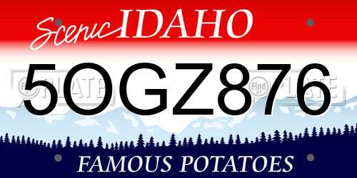 5OGZ876 Idaho License Plate
