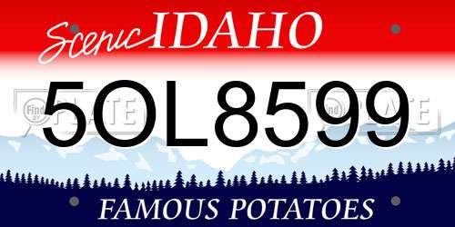 5OL8599 Idaho License Plate