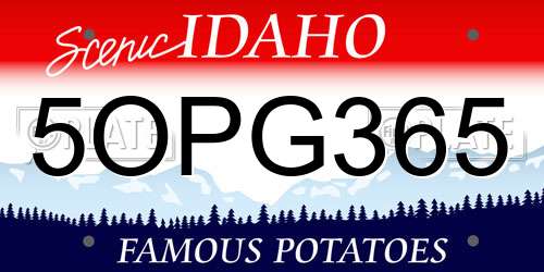 5OPG365 Idaho License Plate