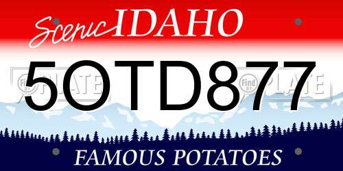 5OTD877 Idaho License Plate