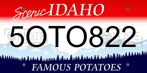 5OTO822 Idaho License Plate