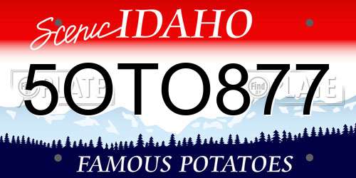 5OTO877 Idaho License Plate