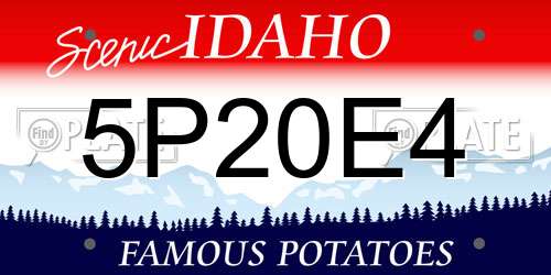 5P20E4 Idaho License Plate