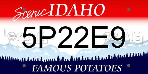 5P22E9 Idaho License Plate