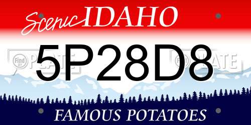 5P28D8 Idaho License Plate