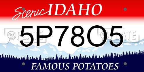 5P78O5 Idaho License Plate