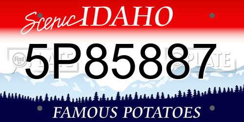 5P85887 Idaho License Plate