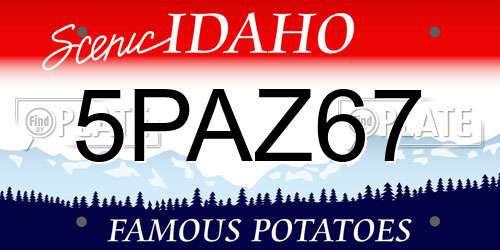 5PAZ67 Idaho License Plate