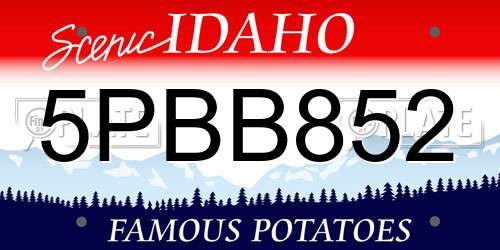 5PBB852 Idaho License Plate
