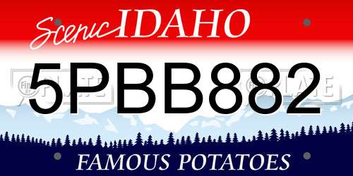 5PBB882 Idaho License Plate
