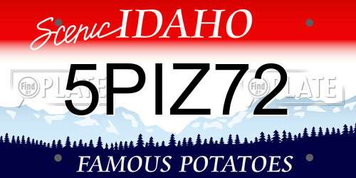 5PIZ72 Idaho License Plate