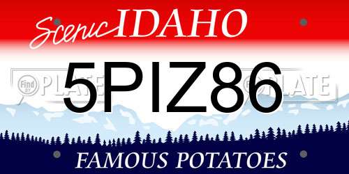 5PIZ86 Idaho License Plate
