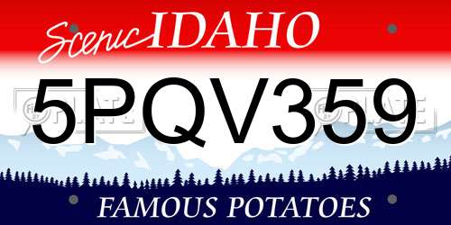 5PQV359 Idaho License Plate