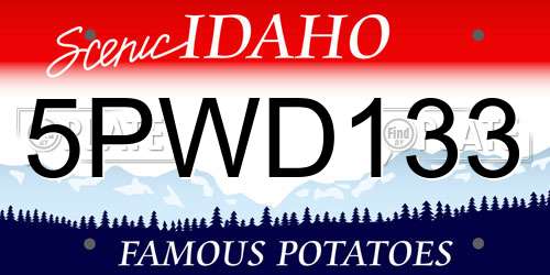5PWD133 Idaho License Plate