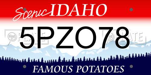 5PZO78 Idaho License Plate
