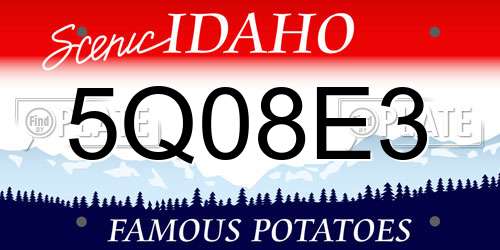 5Q08E3 Idaho License Plate
