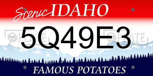 5Q49E3 Idaho License Plate