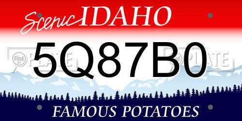5Q87B0 Idaho License Plate