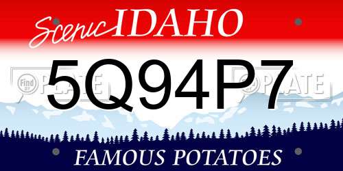 5Q94P7 Idaho License Plate