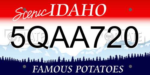 5QAA720 Idaho License Plate