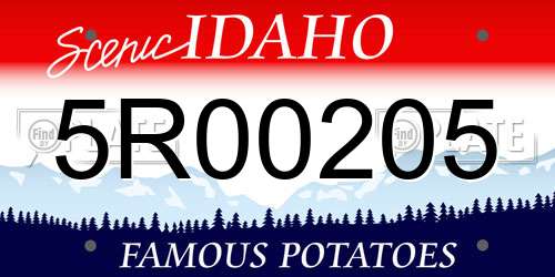 5R00205 Idaho License Plate