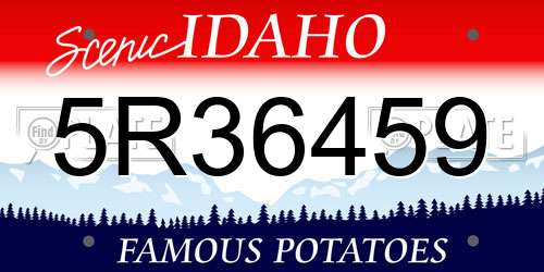 5R36459 Idaho License Plate