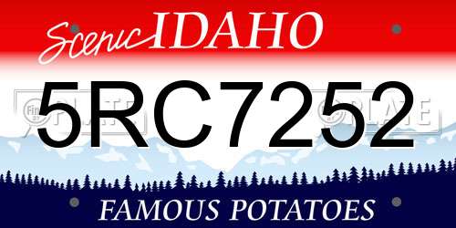 5RC7252 Idaho License Plate