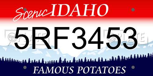 5RF3453 Idaho License Plate