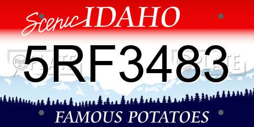 5RF3483 Idaho License Plate
