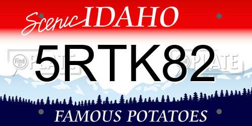 5RTK82 Idaho License Plate