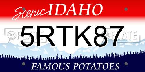 5RTK87 Idaho License Plate