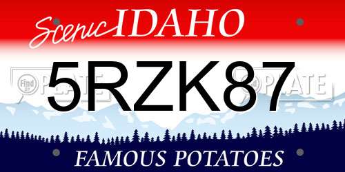 5RZK87 Idaho License Plate