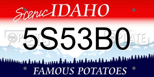 5S53B0 Idaho License Plate