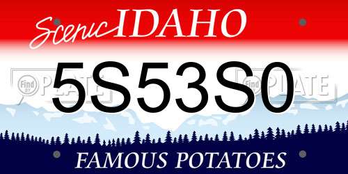 5S53S0 Idaho License Plate