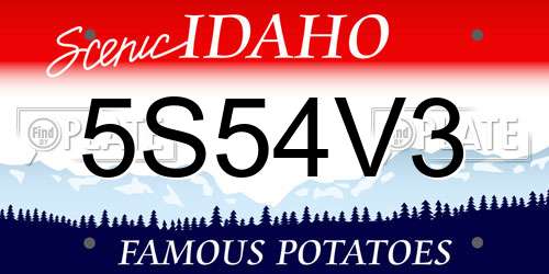 5S54V3 Idaho License Plate