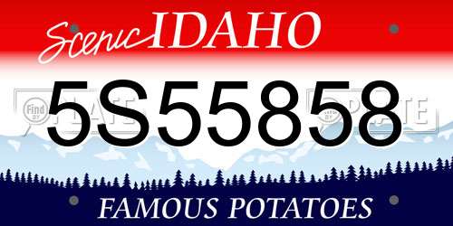 5S55858 Idaho License Plate