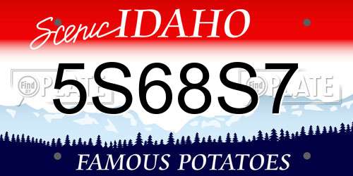 5S68S7 Idaho License Plate