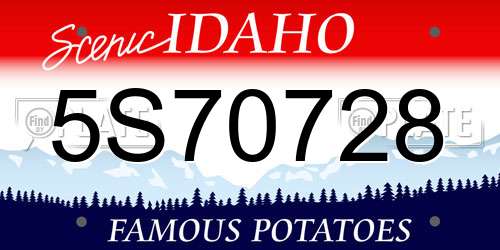 5S70728 Idaho License Plate