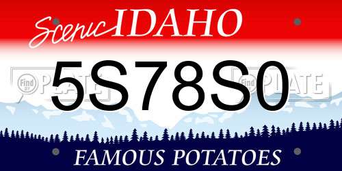 5S78S0 Idaho License Plate