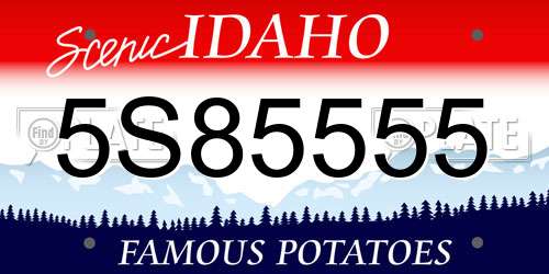 5S85555 Idaho License Plate