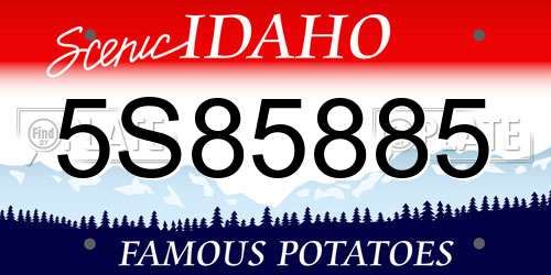 5S85885 Idaho License Plate