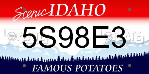 5S98E3 Idaho License Plate
