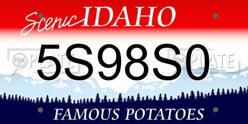 5S98S0 Idaho License Plate