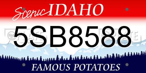 5SB8588 Idaho License Plate