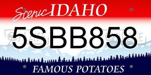 5SBB858 Idaho License Plate