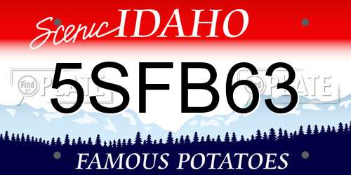 5SFB63 Idaho License Plate