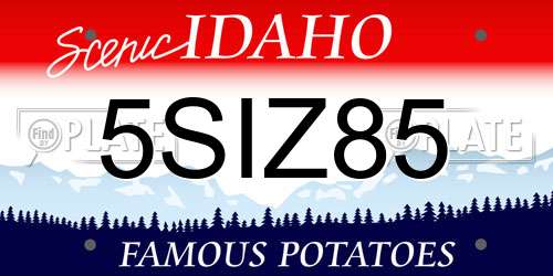 5SIZ85 Idaho License Plate