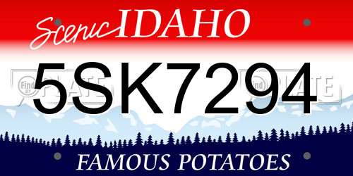 5SK7294 Idaho License Plate