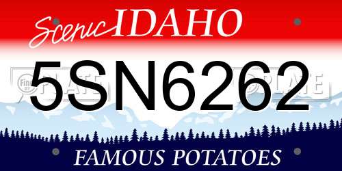 5SN6262 Idaho License Plate