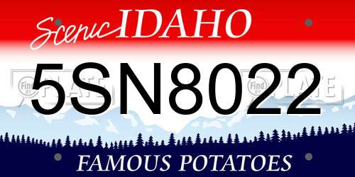 5SN8022 Idaho License Plate